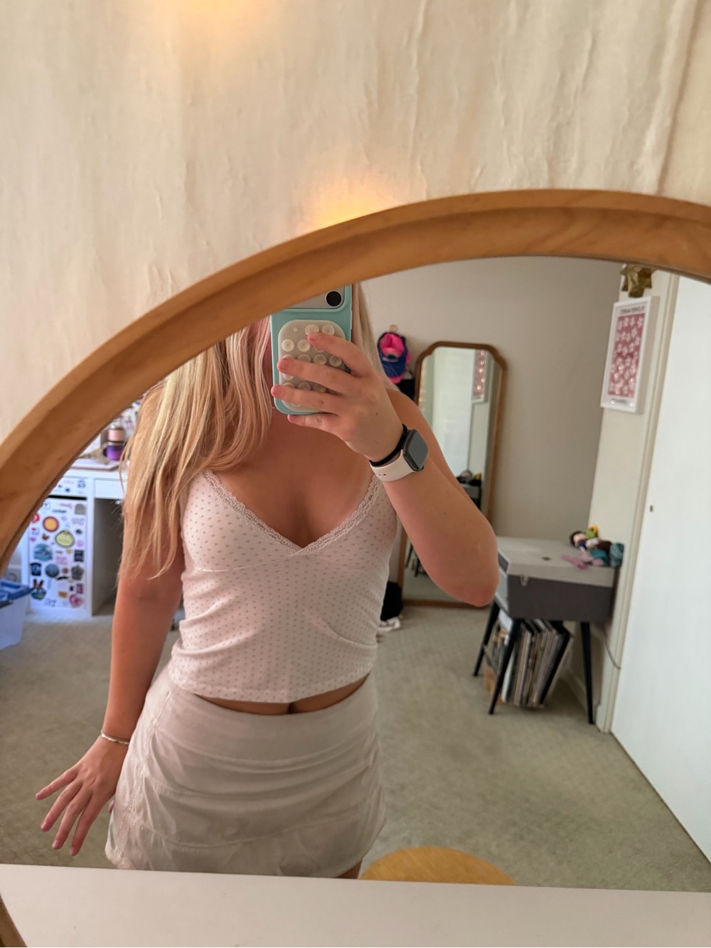 Brandy Melville Lace Trim Heart Pattern Camisole